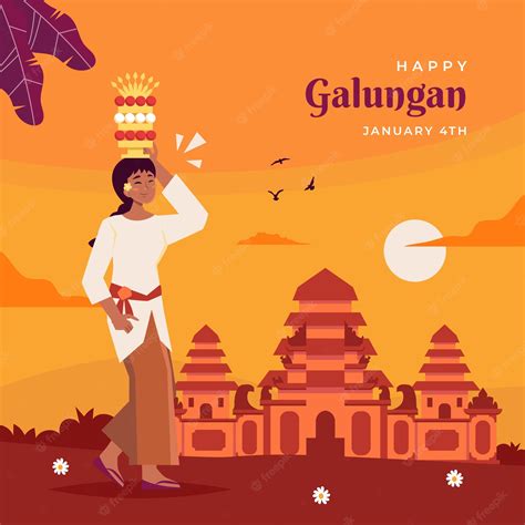 Premium Vector | Flat galungan celebration illustration