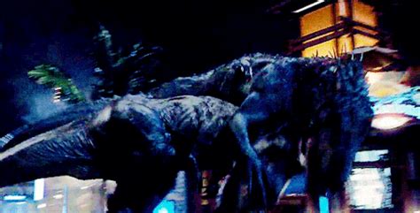 T-Rex vs. Indominus Rex [gif] Jurassic Park Trilogy, Jurassic Park 1993, Jurassic World 2015 ...