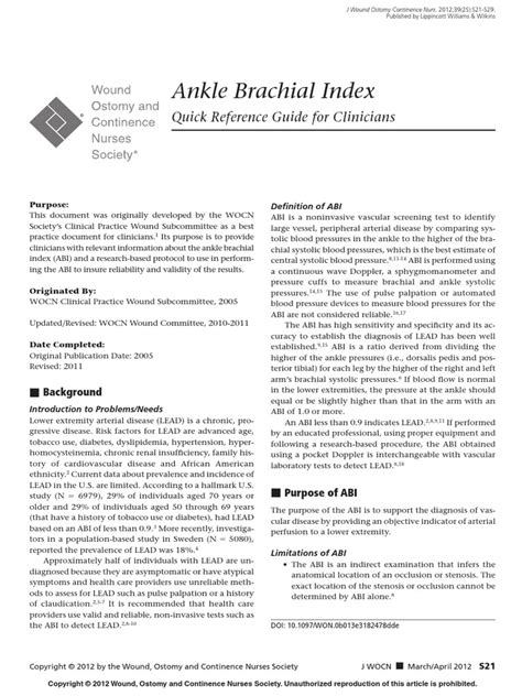 Ankle-Brachial Index-3 PDF | PDF | Pulse | Blood Pressure