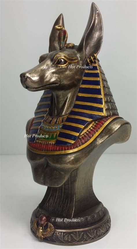 Egyptian Anubis Jackal Bust on Plinth Statue Sculpture Antique Bronze ...