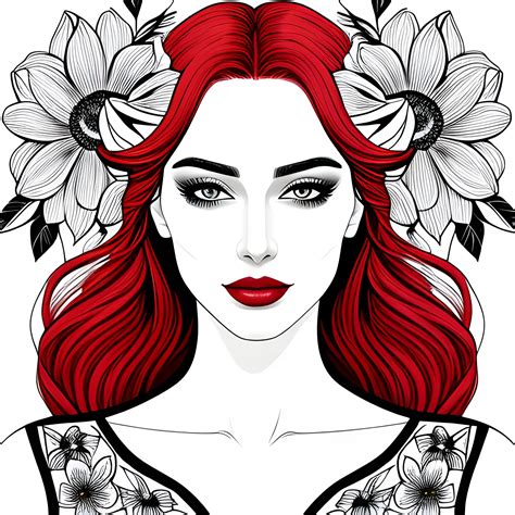 Beautiful girl, digitally drawn poster, black and white portrait... - Arthub.ai