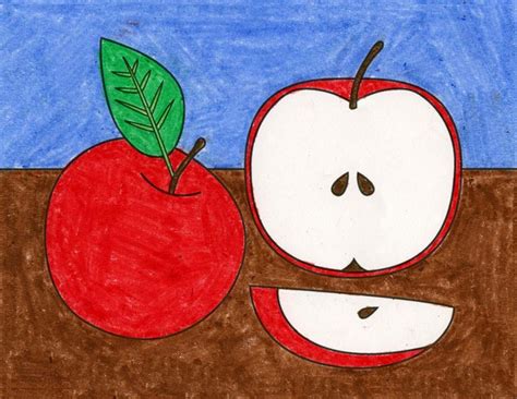 Easy How to Draw an Apple Tutorial and Apple Coloring Page · Art Projects for Kids