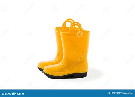 Yellow Kids Galoshes Boots Rain Stock Image - Image of rain, waders: 123773587