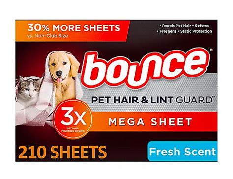 Bounce Mega Dryer Sheets for Pet Hair and Lint Protection with 3 Pet ...