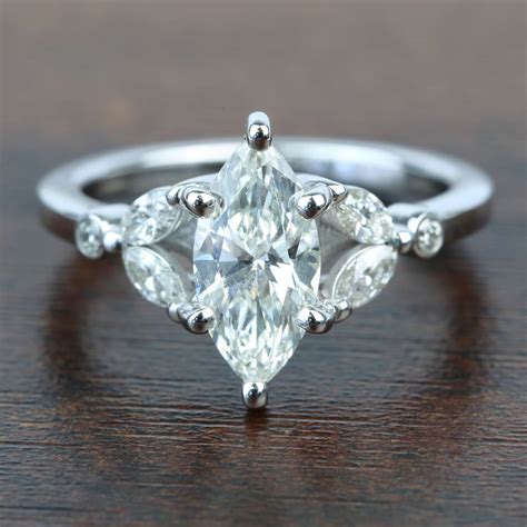 Antique Marquise Diamond Engagement Ring In White Gold