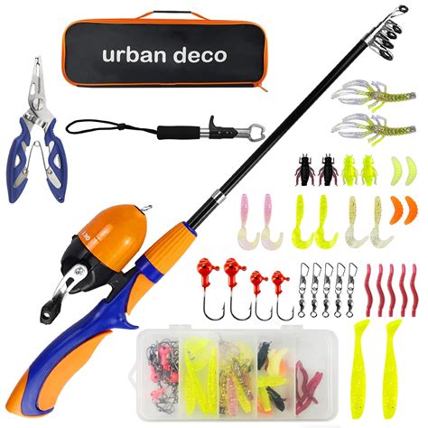 Urban Deco Kids Fishing Pole Set with Tackle Box, Reel Combo for ...