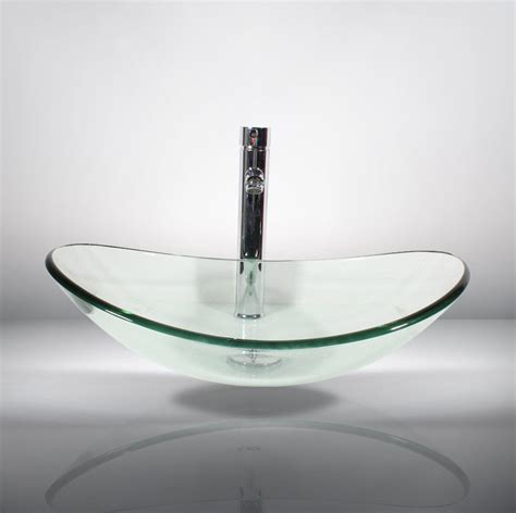 Arsumo Clear Oval Glass Vessel Bathroom Sink BWY09-166 | Glass vessel, Glass sink, Glass vessel ...