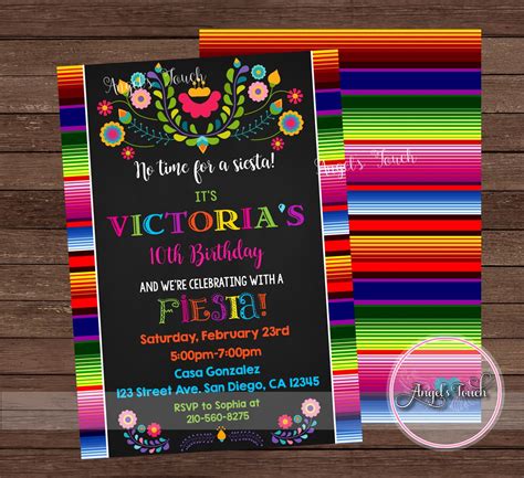 Fiesta Invitation Fiesta Birthday Party Invitation Mexican | Etsy