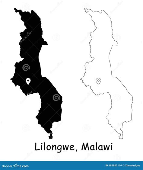 Lilongwe Malawi. Detailed Country Map with Location Pin on Capital City Stock Vector ...