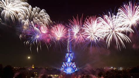 Eiffel Tower fireworks 2K wallpaper download