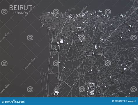 Map of Beirut, Lebanon, Satellite View Stock Illustration ...