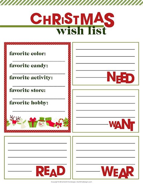 Family Christmas Wish List Template