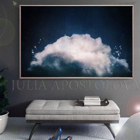 Classic Blue Painting Cloud Wall Art Large Navy Blue Wall Art - Etsy