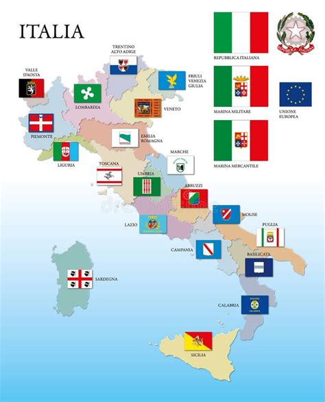 Italienische Regionale Flaggen Und Karte, Italien Stock Abbildung - Illustration von toskana ...