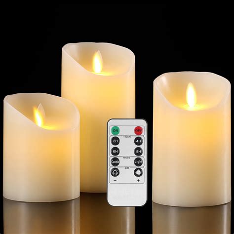 Luminara Flickering Flameless LED Pillar Candles Moving Wick With Remote Timer | eBay