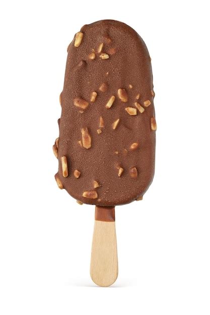 Premium Photo | Popsicle ice cream with chocolate coating and nuts isolated