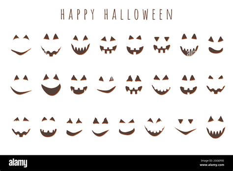 scary halloween pumpkin and ghost carving faces. vector set of emotions ...