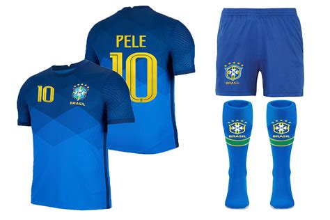 Buy MUSU Brazil National Short Sleeve Soccer Jersey Kit-Pele #10 Soccer Jersey Youth & Kids ...