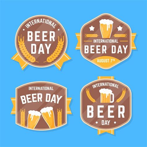 Premium Vector | International beer day labels in flat design