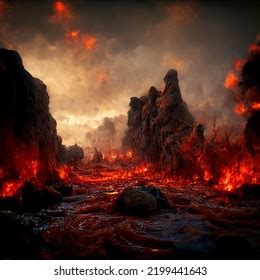 Hellish Landscape Hell Landscape Portrayal Hell Stock Illustration 2199441643 | Shutterstock