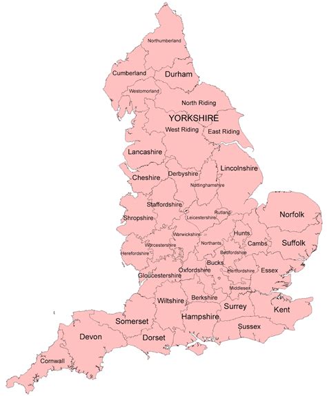 Map of England Counties - ReligionFacts