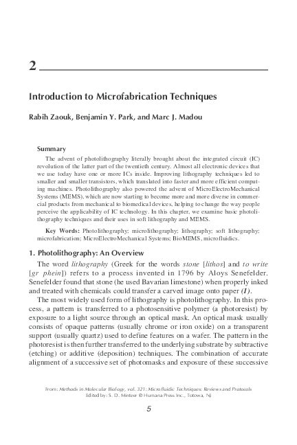 (PDF) Introduction to Microfabrication Techniques | Marc Madou ...