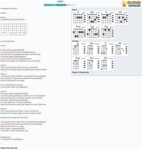 Hợp âm: Fallin' - cảm âm, tab guitar, ukulele - lời bài hát | chords.vip