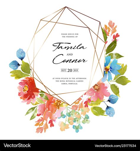 Watercolor wedding card Royalty Free Vector Image