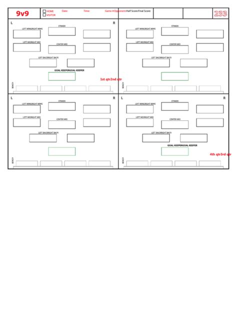 9 V 9 Soccer Formations Printable