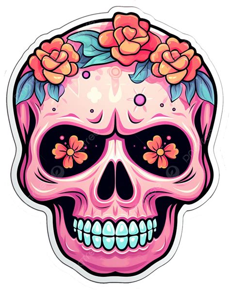 Cute Pink Skull Flower, Cute Skull, Cute Halloween, Skull Halloween Stickers PNG Transparent ...