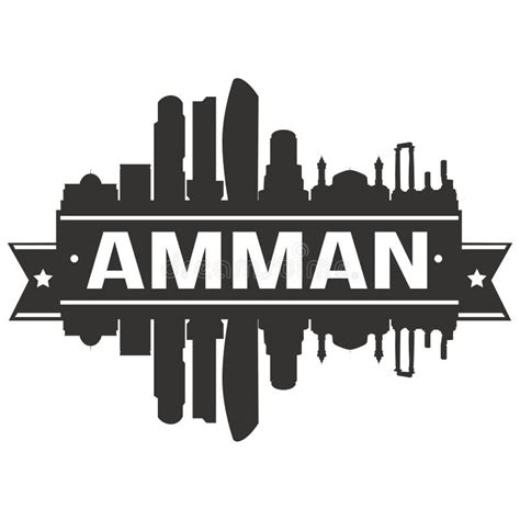 Amman Jordan Asia Icon Vector Art Design Skyline Flat City Silhouette Editable Template Stock ...