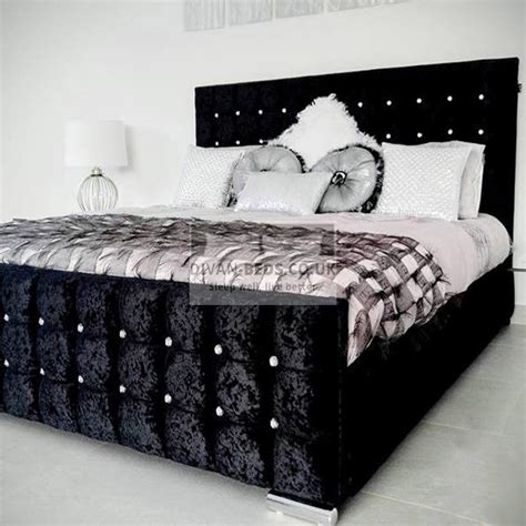 Black Crushed Velvet Bedroom Ideas / The headboard is made with a ...