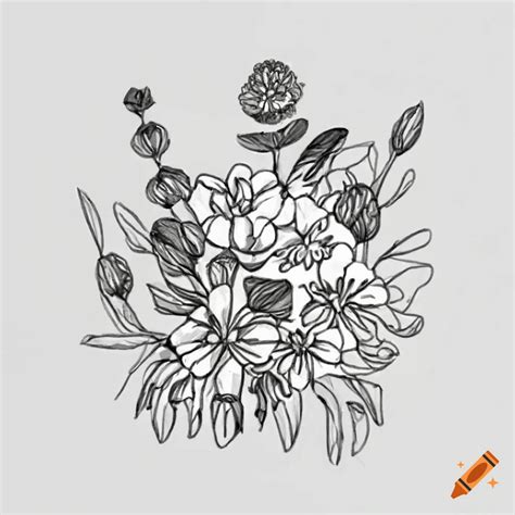 Black and white minimalist drawing of a flower garden on Craiyon