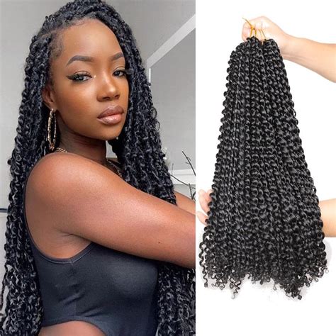 18Inch Passion Twist Crochet Hair Synthetic Braiding Hair Water Wave Crochet Braids Hair For ...