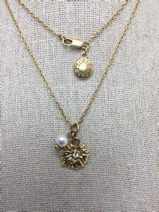 J. Crew Gold Toned Clear Crystal Flower Faux Pearl Pendant Necklace | eBay
