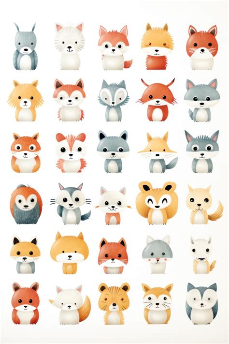 Premium AI Image | Collection of Cartoon Animals on a White Background ...