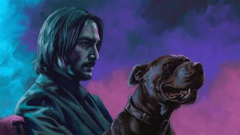 Artwork, Digital Art, John Wick, Keanu Reeves, Dog, Movies Wallpaper - Wallpaperforu