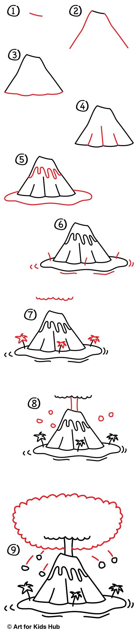 How To Draw A Volcano Erupting Step By Step | Images and Photos finder