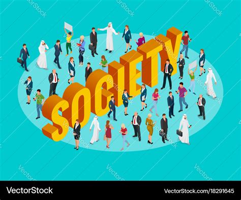 Society isometric background with people Vector Image