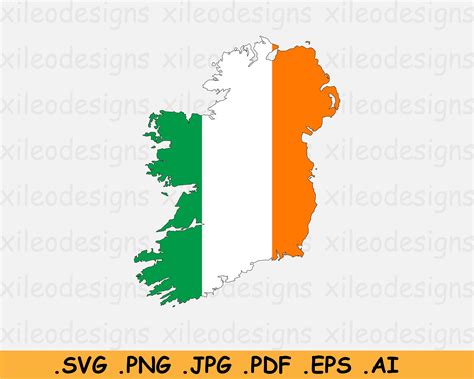 Ireland Flag Map SVG Irish SVG Cricut Cut File Country | Etsy