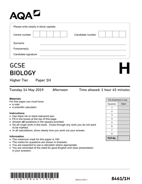 Aqa Gcse Biology Past Papers Biology Paper 1 Higher - www.vrogue.co