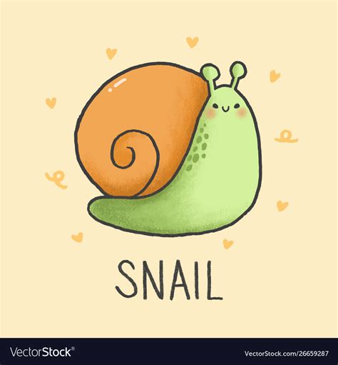 Cute snail cartoon hand drawn style Royalty Free Vector