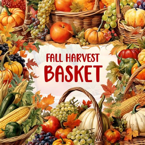 Watercolor Autumn Harvest Basket Clipart, Fall Vegetable PNG, Harvest ...