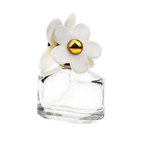 Wholesale Luxury Square Clear 50ml Perfume Bottle With Flower Cap For ...