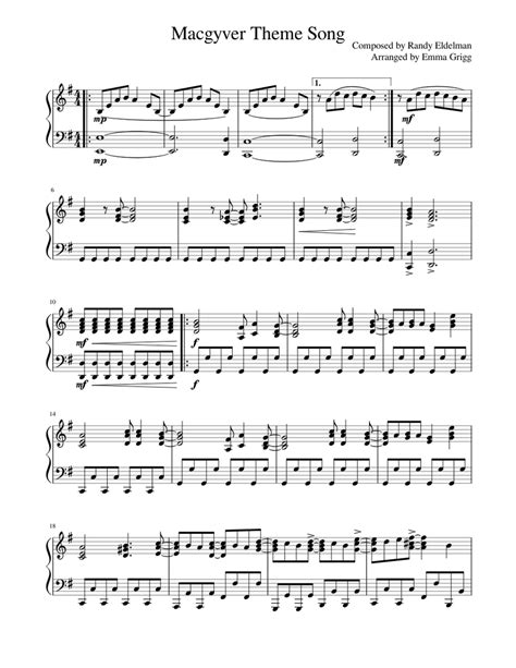 Macgyver Theme Song Sheet music for Piano (Solo) | Musescore.com