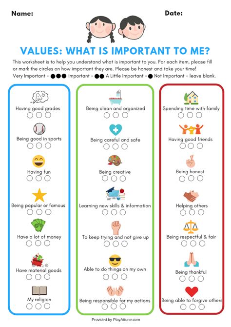 Family Values Worksheet