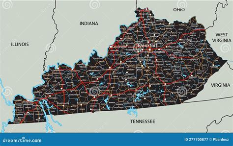 Kentucky Road and Highway Map. Stock Illustration - Illustration of ...