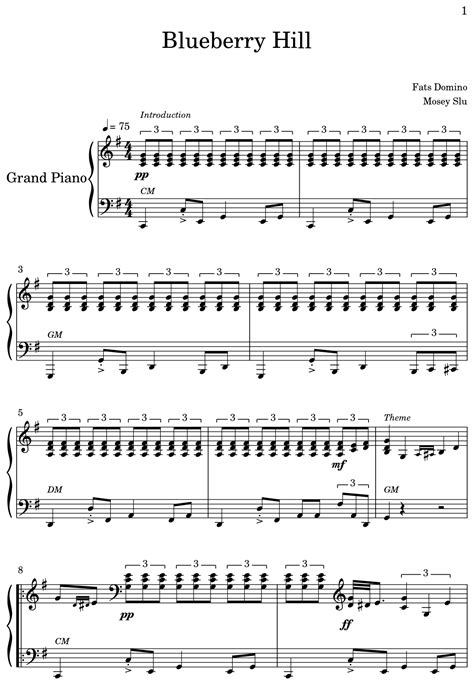 Blueberry Hill - Sheet music for Piano