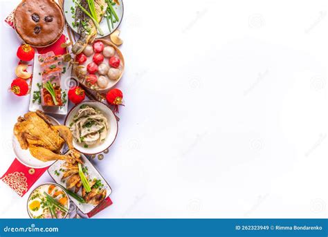 Chinese Lunar New Year Dinner Table Stock Image - Image of luck, dinner: 262323949