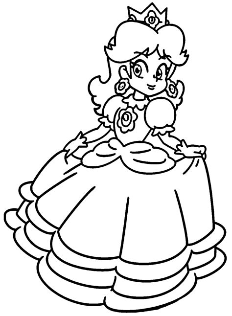 Shy Princess Daisy From Super Mario Bros Coloring Page Free Printable – NBKomputer